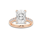 5.43 ctw Radiant Lab-Grown Diamond Pave Engagement Ring in 14K Rose Gold for Women | E Color, VS1 Clarity, IGI Certified 5.00 ct Center Diamond
