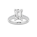 4.43 ctw Emerald Lab-Grown Diamond Pave Engagement Ring in 14K White Gold for Women | D Color, VVS1 Clarity, IGI Certified 4.00 ct Center Diamond