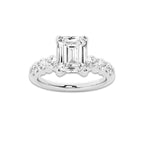 2.54 ctw Emerald Lab-Grown Diamond Side Stone Engagement Ring in Platinum for Women | Colorless D, VVS1 Clarity, IGI Certified 2.00 Ct Center Diamond