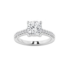 2.23 ctw Cushion Lab-Grown Diamond Hidden Halo Side Stone Engagement Ring in Platinum for Women | Colorless D, VVS1 Clarity, IGI Certified 2.00 ct Center Diamond