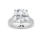 8.96 ctw Round Lab-Grown Diamond Three Stone Double Row Engagement Ring in 14K White Gold for Women | D Color, VVS1 Clarity, IGI Certified 8.00 ct Center Diamond