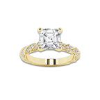 3.44 ctw Asscher Lab-Grown Diamond Twisted Band Engagement Ring in 14K Yellow Gold for Women | Colorless D, VVS1 Clarity, IGI Certified 3.00 ct Center Diamond