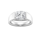 Veronica 3 1/2 ctw Elongated Cushion Lab Grown Diamond Side Stone Engagement Ring 14K White Gold, D, VVS | IGI Certified, 3 ct Center