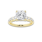2.04 ctw Cushion Lab-Grown Diamond Side Stone Engagement Ring in 14K Yellow Gold for Women | Colorless E, VS1 Clarity, IGI Certified 1.50 Ct Center Diamond