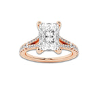 2.33 ctw Radiant Lab-Grown Diamond Split Shank Side Stone Engagement Ring in 14K Rose Gold for Women | Colorless E, VS1 Clarity, IGI Certified 2.00 ct Center Diamond