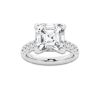 7.55 ctw Asscher Lab-Grown Diamond Pave Engagement Ring in Platinum for Women | E Color, VS1 Clarity, IGI Certified 7.00 ct Center Diamond