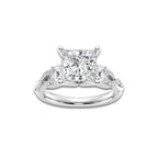 8.61 ctw Princess Lab-Grown Diamond Side Stone Engagement Ring in 14K White Gold for Women | Colorless D, VVS1 Clarity, IGI Certified 8.00 ct Center Diamond