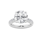 5.43 ctw Round Lab-Grown Diamond Pave Engagement Ring in Platinum for Women | D Color, VVS1 Clarity, IGI Certified 5.00 ct Center Diamond