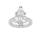 5.43 ctw Pear Lab-Grown Diamond Pave Engagement Ring in Platinum for Women | D Color, VVS1 Clarity, IGI Certified 5.00 ct Center Diamond