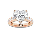 7.00 ctw Heart Lab-Grown Diamond Split-Prong Set Side Stone Engagement Ring in 14K Rose Gold for Women | Colorless E, VS1 Clarity, IGI Certified 6.00 ct Center Diamond