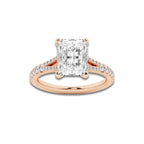 6.66 ctw Radiant Lab-Grown Diamond Split Shank Side Stone Engagement Ring in 14K Rose Gold for Women | Colorless D, VVS1 Clarity, IGI Certified 6.00 ct Center Diamond