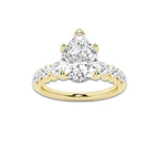 2.54 ctw Pear Lab-Grown Diamond Side Stone Engagement Ring in 14K Yellow Gold for Women | Colorless E, VS1 Clarity, IGI Certified 2.00 Ct Center Diamond