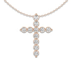 1 ctw Round Lab Grown Diamond Cross Pendant with Adjustable Chain 14K Rose Gold, DE, VS1