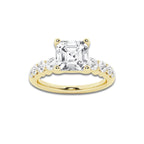 2.54 Ct Asscher Lab-Grown Diamond Half Eternity Engagement Ring in 14K Yellow Gold for Female, Colorless (E), VS1 Clarity | IGI Certified, 2.00 Ct Center Diamond