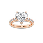 3.93 ctw Heart Lab-Grown Diamond Pave Engagement Ring in 14K Rose Gold for Women | D Color, VVS1 Clarity, IGI Certified 3.50 ct Center Diamond