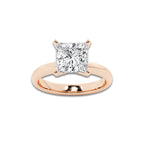 3.00 ctw Princess Lab-Grown Diamond Minimalist Engagement Ring in 14K Rose Gold for Women | E Color, VS1 Clarity, IGI Certified