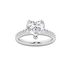 2.90 ctw Heart Lab-Grown Diamond Pave Engagement Ring in Platinum for Women | D Color, VVS1 Clarity, IGI Certified 2.50 ct Center Diamond