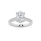 2.24 ctw Oval Lab-Grown Diamond Hidden Halo Side Stone Engagement Ring in 18K White Gold for Women | Colorless E, VS1 Clarity, IGI Certified 2.00 ct Center Diamond