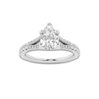 1.33 ctw Pear Lab-Grown Diamond Split Shank Side Stone Engagement Ring in 14K White Gold for Women | Colorless E, VS1 Clarity, IGI Certified 1.00 ct Center Diamond