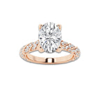 2.44 ctw Oval Lab-Grown Diamond Twisted Band Engagement Ring in 14K Rose Gold for Women | Colorless D, VVS1 Clarity, IGI Certified 2.00 ct Center Diamond