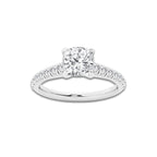1.39 ctw Cushion Lab-Grown Diamond Pave Engagement Ring in 14K White Gold for Women | E Color, VS1 Clarity, IGI Certified 1.00 ct Center Diamond