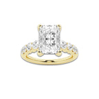 2.54 ctw Radiant Lab-Grown Diamond Side Stone Engagement Ring in 14K Yellow Gold for Women | Colorless D, VVS1 Clarity, IGI Certified 2.00 Ct Center Diamond