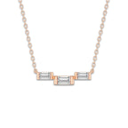 1/4 ctw Baguette Lab Grown Diamond Three Station Pendant with Adjustable Chain 14K Rose Gold, DE, VS1