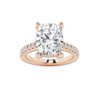 6.45 ctw Elongated Cushion Lab-Grown Diamond Hidden Halo Side Stone Engagement Ring in 18K Rose Gold for Women | Colorless D, VVS1 Clarity, IGI Certified 6.00 ct Center Diamond