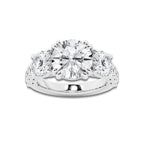 Irene 6 2/3 ctw Round Lab Grown Diamond Three-Stone Engagement Ring 14K White Gold, D, VVS | IGI Certified, 4 ct Center
