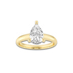 2.00 ctw Pear Lab-Grown Diamond Minimalist Engagement Ring in 14K Yellow Gold for Women | D Color, VVS1 Clarity, IGI Certified