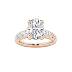 2.54 ctw Oval Lab-Grown Diamond Side Stone Engagement Ring in 14K Rose Gold for Women | Colorless D, VVS1 Clarity, IGI Certified 2.00 Ct Center Diamond