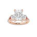 1.48 ctw Radiant Lab-Grown Diamond Side Stone Engagement Ring in 14K Rose Gold for Women | Colorless E, VS1 Clarity, IGI Certified 1.00 ct Center Diamond