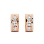1 ctw Round and Emerald Lab Grown Diamond Three Stone Huggie Hoop Earrings 14K Rose Gold, DE, VS1