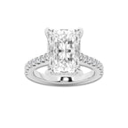 4.35 ctw Radiant Lab-Grown Diamond Hidden Halo Side Stone Engagement Ring in 18K White Gold for Women | Colorless D, VVS1 Clarity, IGI Certified 4.00 ct Center Diamond