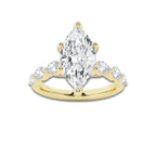 3.48 ctw Marquise Lab-Grown Diamond Marquise Side Stone Engagement Ring in 14K Yellow Gold for Women | Colorless D, VVS1 Clarity, IGI Certified 3.00 ct Center Diamond