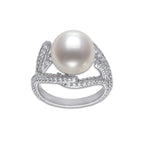 11 mm Freshwater Pearl and 1 1/4 ctw Lab Grown Diamond Ring 14K White Gold, Fresh Water