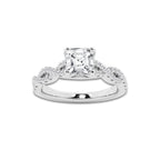 1.25 ctw Asscher Lab-Grown Diamond Twisted Shank Engagement Ring in 14K White Gold for Women | E Color, VS1 Clarity, IGI Certified 1.00 ct Center Diamond