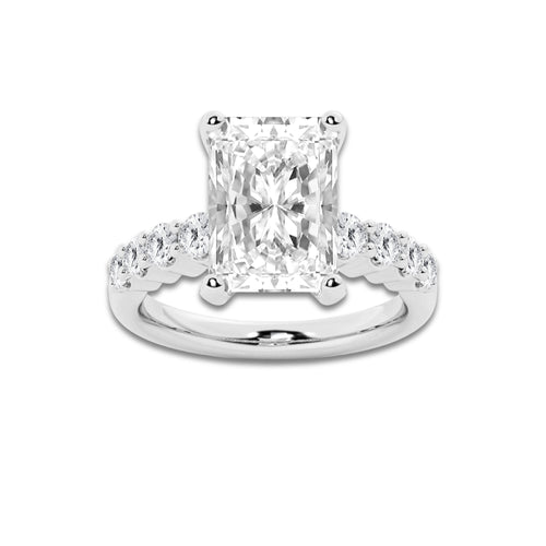 8.66 Ct Radiant Lab-Grown Diamond Half Eternity Engagement Ring in Platinum for Female, Colorless (D), VVS1 Clarity | IGI Certified, 8.00 Ct Center Diamond