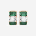 6.8x4.75 mm Created Emerald and 4 ctw Emerald Lab Grown Diamond Huggie Hoop Earrings 14K Rose Gold