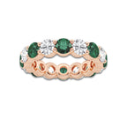 Indira 4.6 mm Round Cut Created Emerald and 2 2/3 ctw Round Lab Grown Diamond Eternity Band - 4.6mm Width 14K Rose Gold