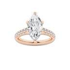 3.40 ctw Marquise Lab-Grown Diamond Pave Engagement Ring in 14K Rose Gold for Women | D Color, VVS1 Clarity, IGI Certified 3.00 ct Center Diamond