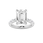 7.48 ctw Emerald Lab-Grown Diamond Marquise Side Stone Engagement Ring in Platinum for Women | Colorless E, VS1 Clarity, IGI Certified 7.00 ct Center Diamond