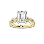 2.25 ctw Emerald Lab-Grown Diamond Twisted Shank Engagement Ring in 14K Yellow Gold for Women | D Color, VVS1 Clarity, IGI Certified 2.00 ct Center Diamond
