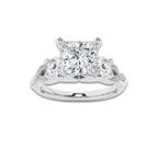 2.62 ctw Princess Lab-Grown Diamond Side Stone Engagement Ring in Platinum for Women | Colorless D, VVS1 Clarity, IGI Certified 2.00 ct Center Diamond