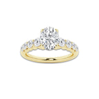 1.29 Ct Oval Lab-Grown Diamond Half Eternity Engagement Ring in 14K Yellow Gold for Female, Colorless (E), VS1 Clarity | IGI Certified, 0.75 Ct Center Diamond