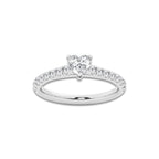 0.89 ctw Heart Lab-Grown Diamond Pave Engagement Ring in 14K White Gold for Women | E Color, VS1 Clarity, IGI Certified 0.50 ct Center Diamond