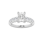 1.54 Ct Radiant Lab-Grown Diamond Half Eternity Engagement Ring in 14K White Gold for Female, Colorless (D), VVS1 Clarity | IGI Certified, 1.00 Ct Center Diamond