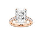 7.55 ctw Radiant Lab-Grown Diamond Pave Engagement Ring in 14K Rose Gold for Women | D Color, VVS1 Clarity, IGI Certified 7.00 ct Center Diamond