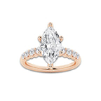 4.16 Ct Marquise Lab-Grown Diamond Half Eternity Engagement Ring in 14K Rose Gold for Female, Colorless (D), VVS1 Clarity | IGI Certified, 3.50 Ct Center Diamond