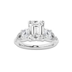 1.98 ctw Emerald Lab-Grown Diamond Side Stone Engagement Ring in 14K White Gold for Women | Colorless D, VVS1 Clarity, IGI Certified 1.50 ct Center Diamond